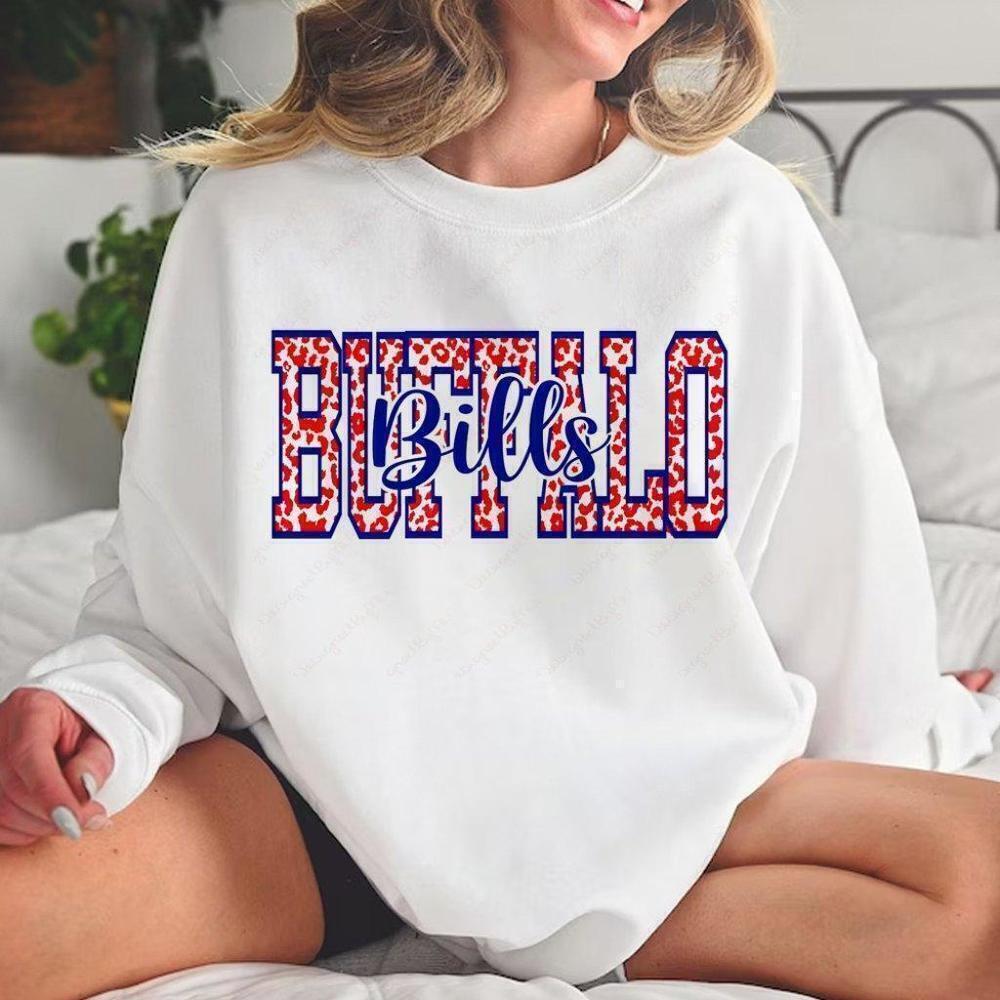 Buffalo Bills Leopard Cheetah Print Football Sweatshirt
